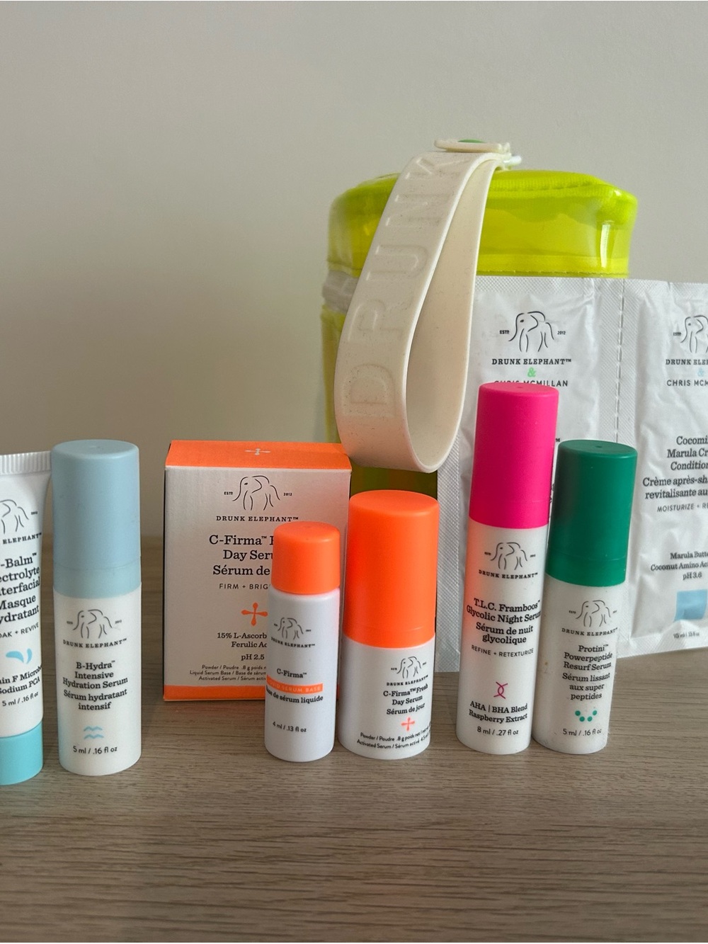 8 pieces Drunk Elephant travel size Set with pouch